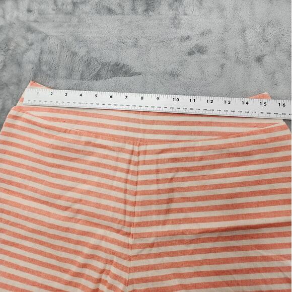 Bo Bel Shorts Womens L Orange Cream Striped High Waist Exposed Back Zip Cotton - Picture 6 of 10